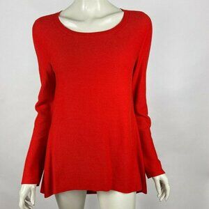 Eileen Fisher Organic Cotton Pullover Hi Low Long Sleeve Scoop neck Top Women XS
